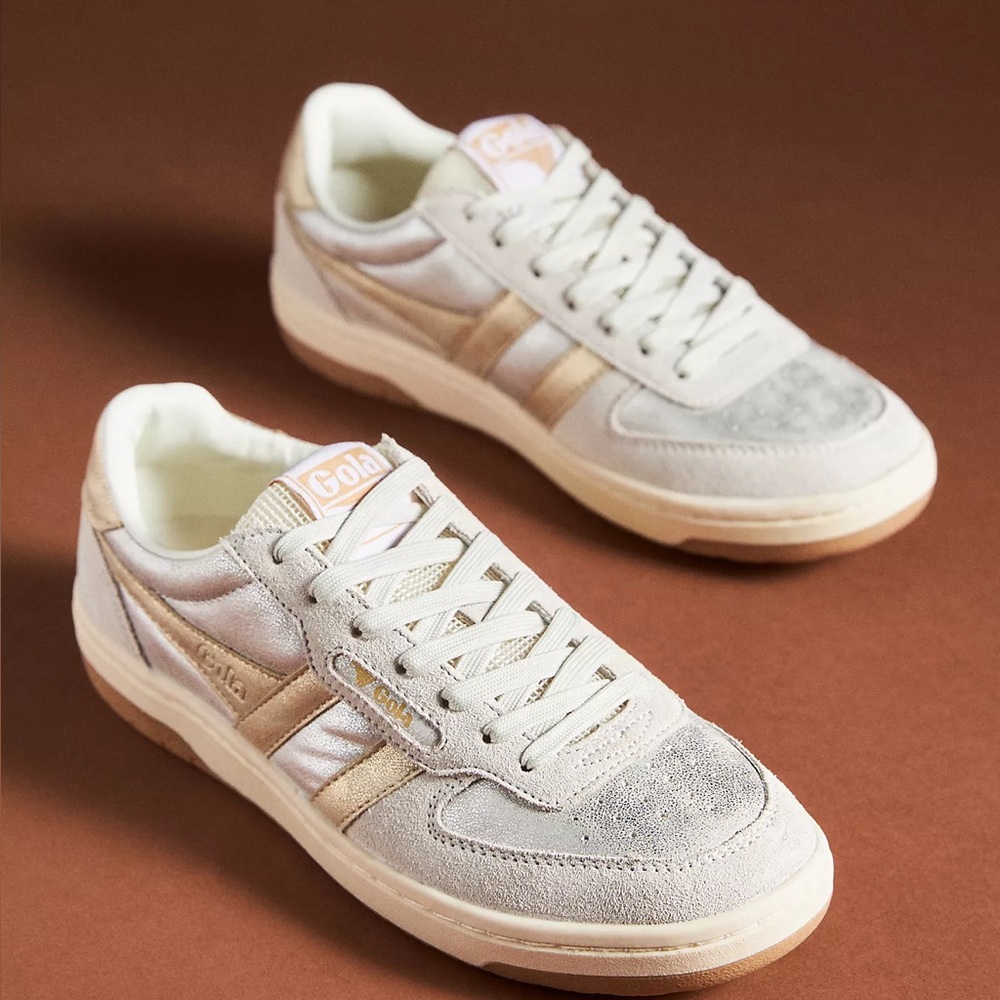 Anthropologie Gola Hawk Shimmer Off White / Silver / Gold Size US 6.5